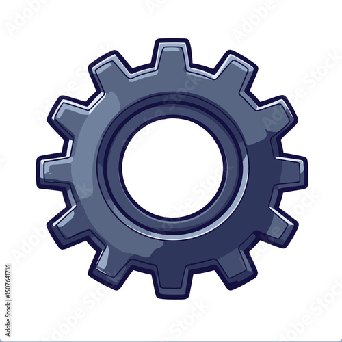 Simple flat cartoon settings icon depicting a gear symbol for adjusting preferences and configurations in applications