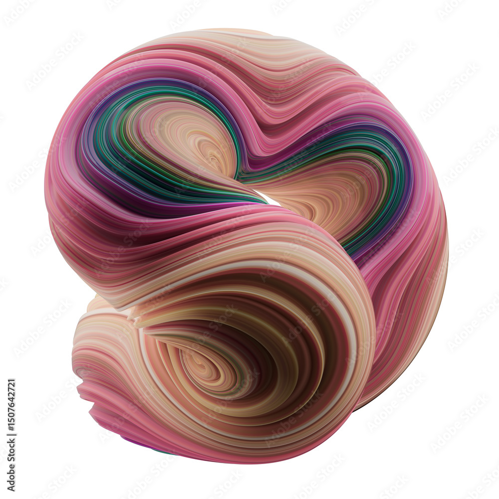 Fototapeta premium Abstract Swirled Torus With Vibrant Reds and Greens