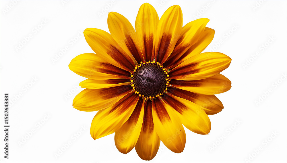Obraz premium radiant yellow daisy with brown center transparent background