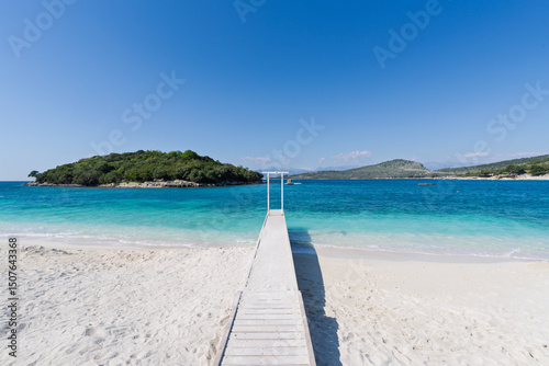 White sands of Ksamil beaches in Albania