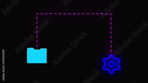 Abstract Neon Light Blue Rhombus Pattern Digital Art