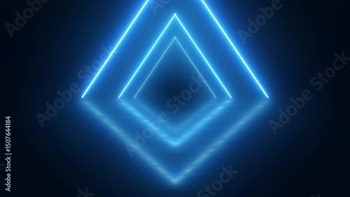 Abstract Neon Light Blue Rhombus Pattern Digital Art
