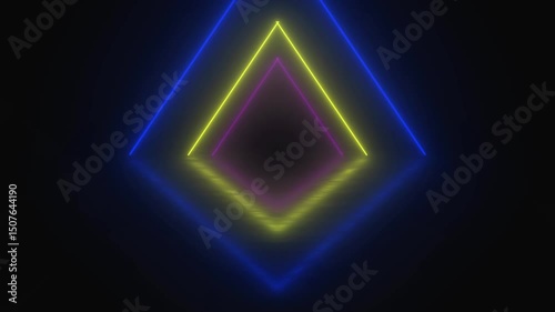 Abstract Neon Light Blue Rhombus Pattern Digital Art
