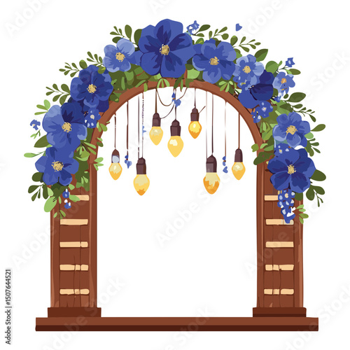 Classic Blue Floral Wedding Arch
