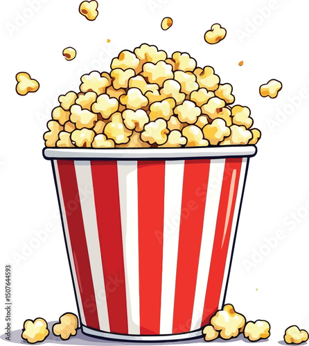 Popcorn bucket illustration graphic design food snack movie theater sweet treat cartoon art drawing vector