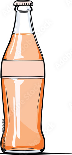 Illustration of a vintage soda bottle with orange drink for graphic design and marketing material use cases
