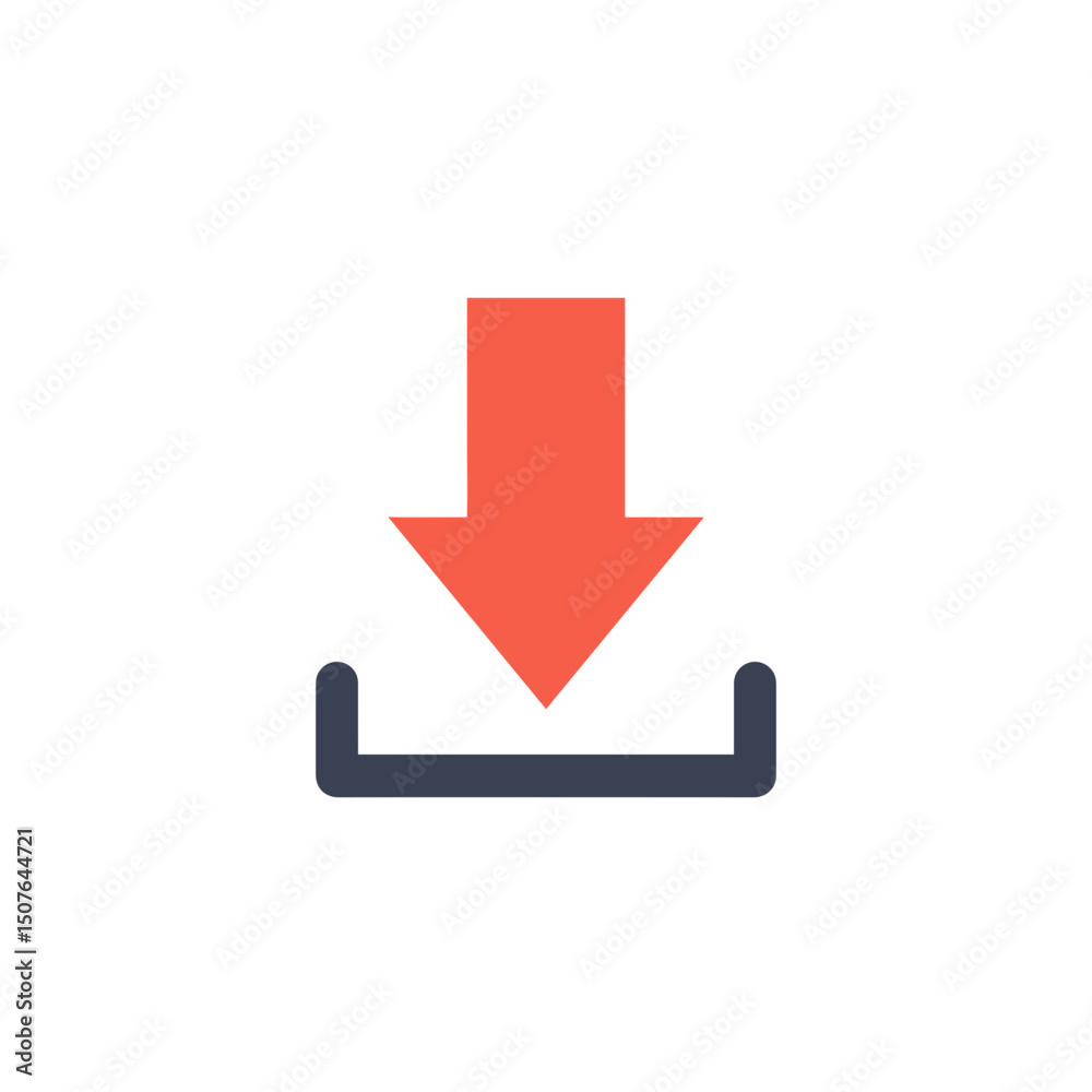 Download Arrow Flat Icon for Digital Content and File Transfer Download Arrow Flat Icon for Digital Content and File Transfer