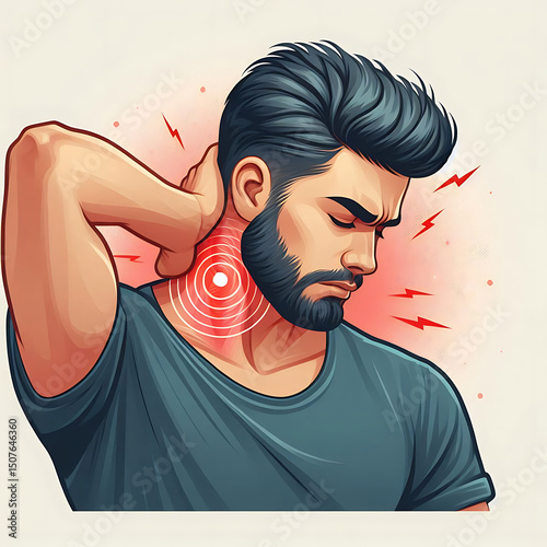 3D illustration, neck painful - cervical spine skeleton x-ray, medical concept.