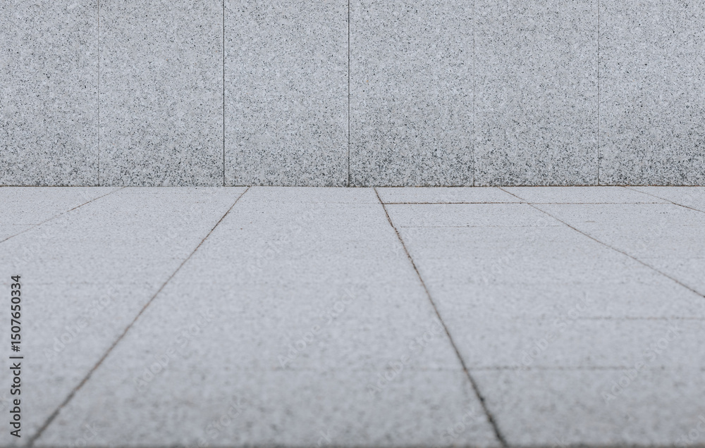 Fototapeta premium Empty Granite Plaza Floor and Wall Minimalist Background