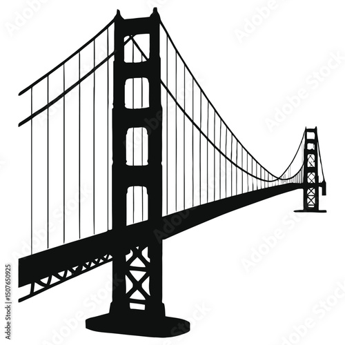 Golden Gate Bridge silhouette vector illustration on white Background