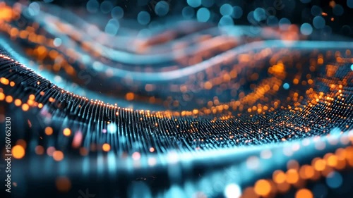 Abstract Digital Wave: Glowing Particles and Energy