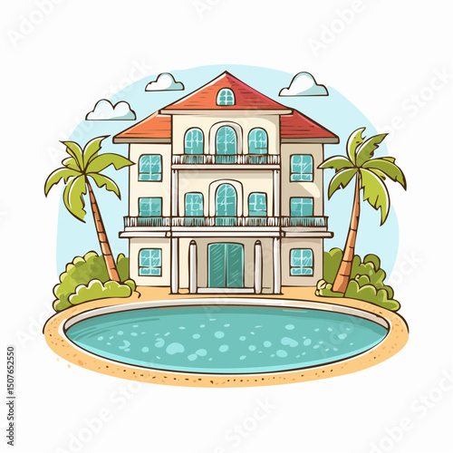 Vector Image: Artist Rendition of Florida Estate Home 02