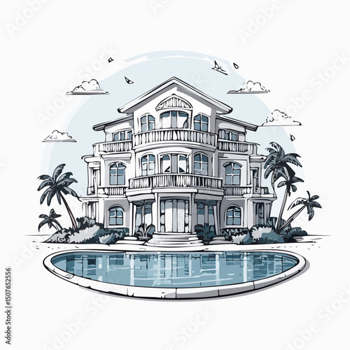 Vector Image: Artist's Rendition of Estate Home (10)