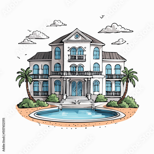 Vector Image: Artist's Rendition of Estate Home (14)
