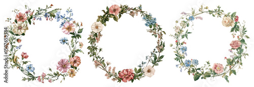Wallpaper Mural PNG Vintage floral wreaths collection, element set on transparent background Torontodigital.ca