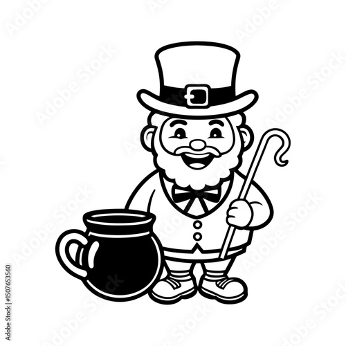 leprechaun st. patrick's day coloring page line art