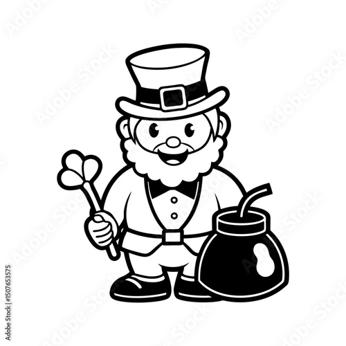 leprechaun st. patrick's day coloring page line art