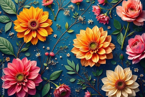 Intricate floral textile design, perfect for fashion & home decor , winter, beauty