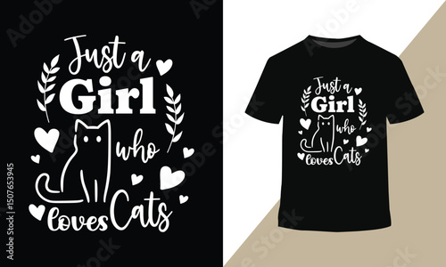Just a Girl Who Loves Cats Cute Cat Lover Typography Design