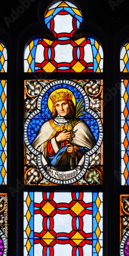 Saint Sigismund of Burgundy (died 524 AD). The Cathedral of St Elizabeth (Dóm svätej Alžbety) in Košice, Slovakia.