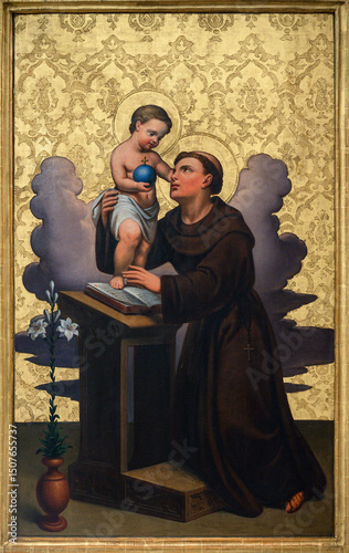 Saint Anthony of Padua with the Infant Jesus. The Cathedral of St Elizabeth (Dóm svätej Alžbety) in Košice, Slovakia.