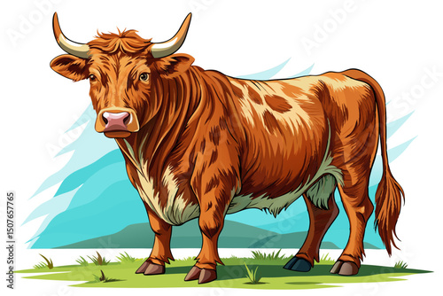 Hereford cow on white isolated background vector