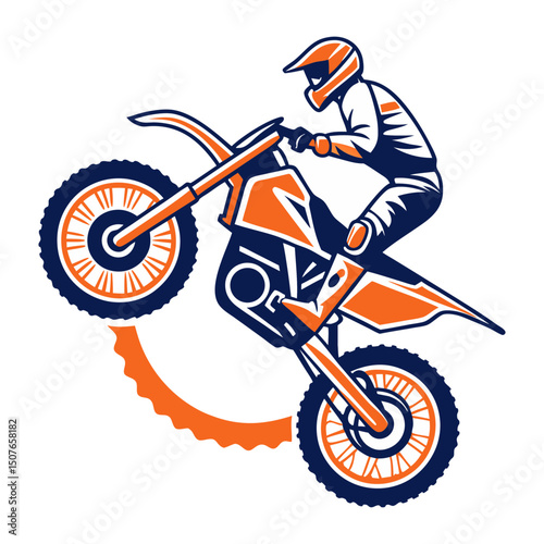 A stylized motocross rider jumping vector illustration 