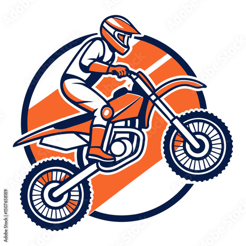 A stylized motocross rider jumping vector illustration 