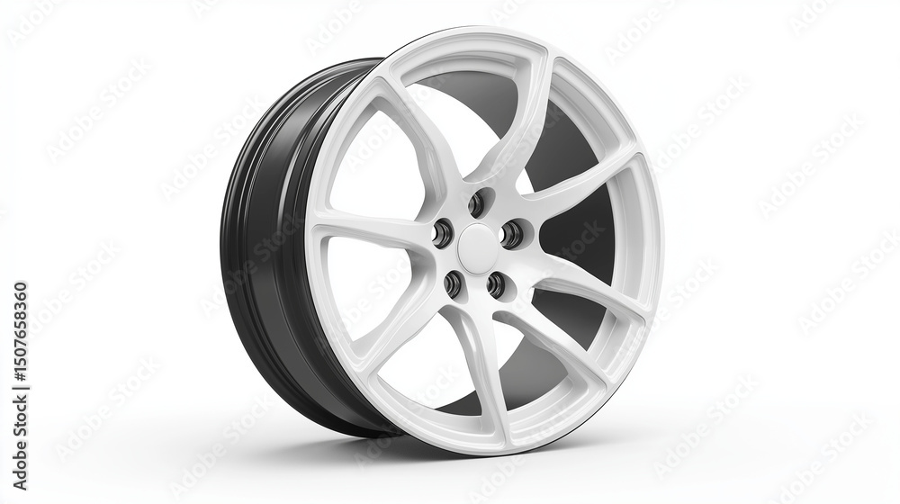 Fototapeta premium An white wheel rim displayed against a clean white background. 