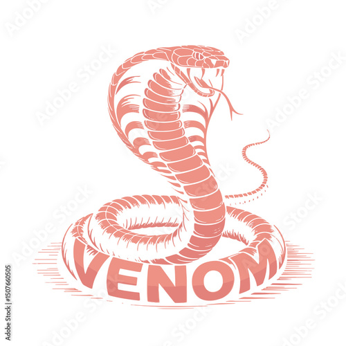 Artistically designed illustration of a serpent coiled around the word Venom in a striking composition