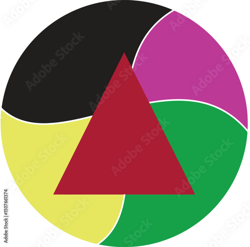 Abstract Triangle Vector, Colorful Circle Segments, Modern Geometric Minimal Design, Creative Art Illustration