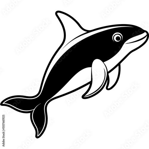 Pilot Whale Vector on White