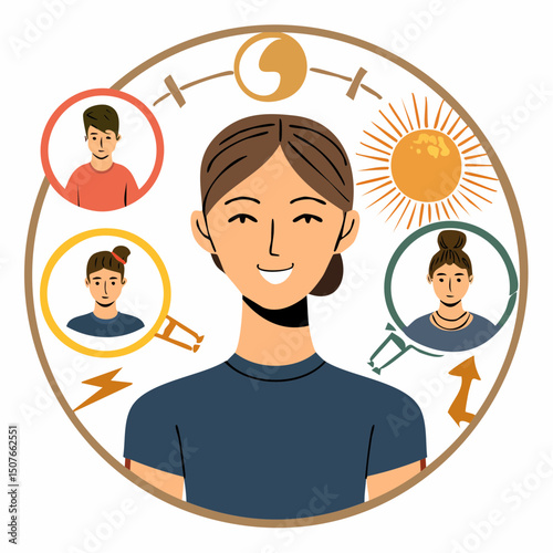 A soft, modern vector illustration representing invisible disabilities through symbolic visuals of sensory, cognitive, and physical challenges.