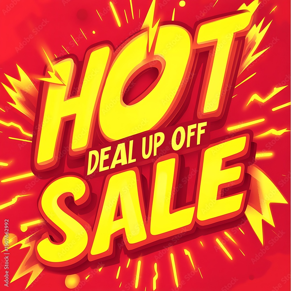 Fototapeta premium Bold yellow and red sale promotion design.