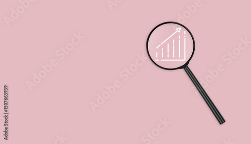 Lens with Chart on Pink Background close up