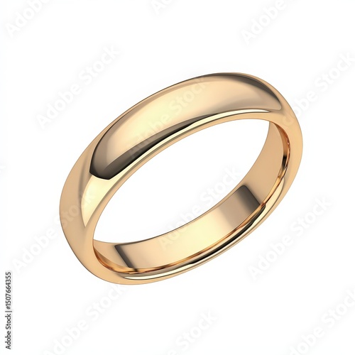 A simple, polished gold ring with a classic, elegant design displayed on a white background.