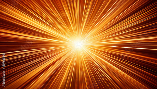 abstract orange sunburst with light beams radiating from center