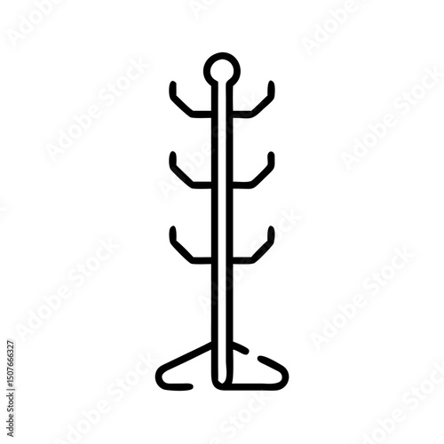 Coat rack in minimalist design with multiple hooks for garments  