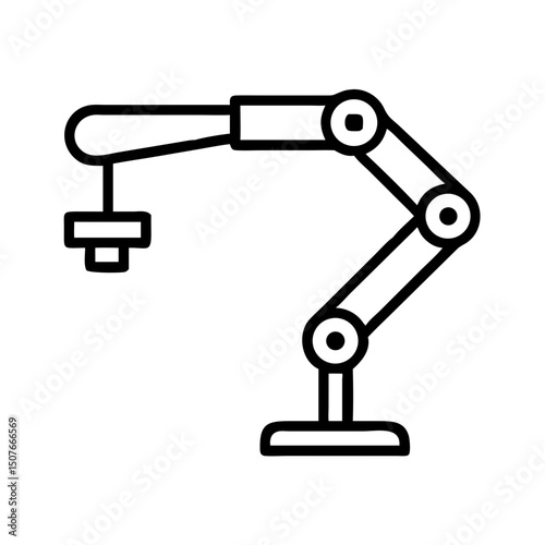 Industrial robotic arm in minimal black and white design  