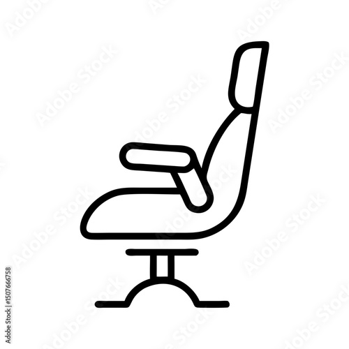 Ergonomic office chair design in minimalist outline style  
