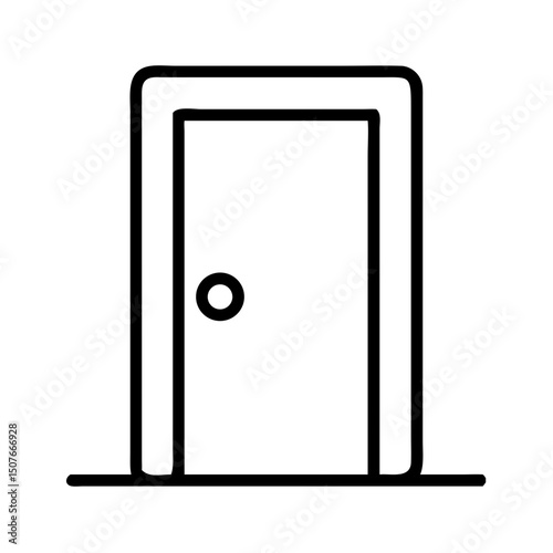 Simple outline of an open door in minimalist design for decor