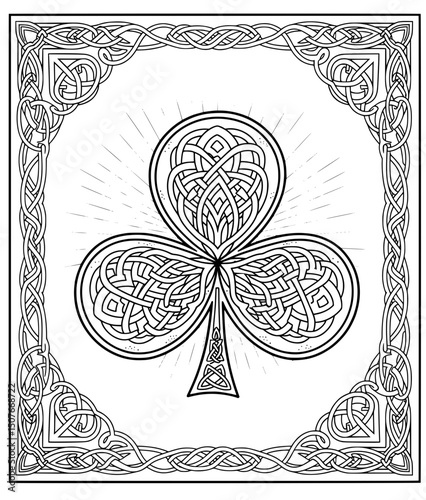 vector illustration of an abstract floral club suit background