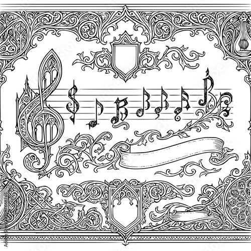 calligraphic design elements and page decoration