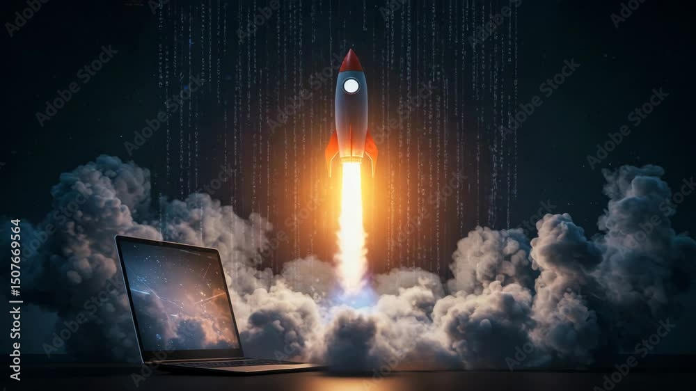 Rocket Launch with Laptop