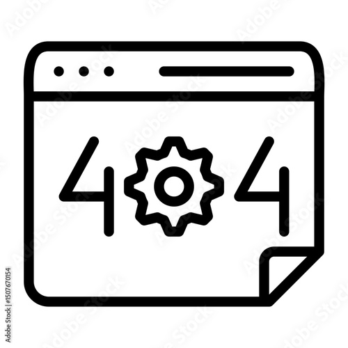 404 error cogwheel line icon	