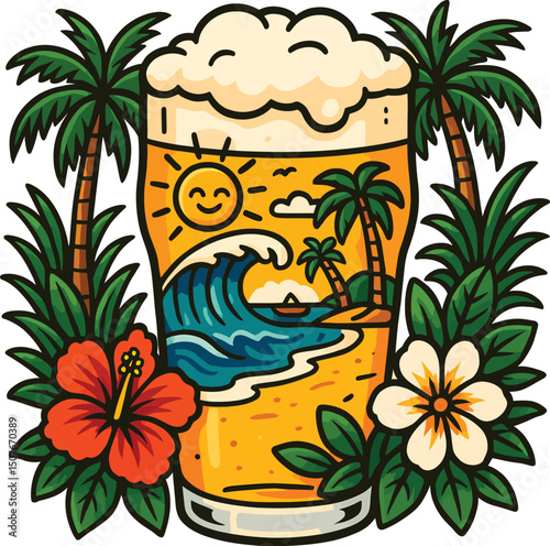 Tropical Hawaiian Cocktail Clipart vector digain 