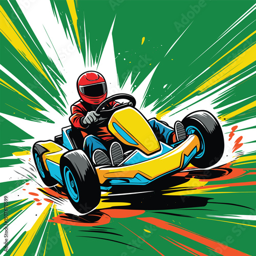 go kart vector art illustration for graphic design