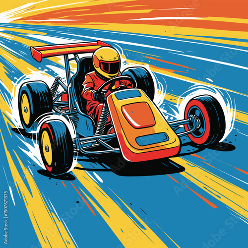 go kart vector art illustration for graphic design