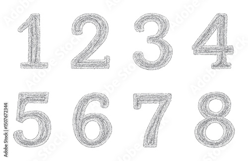 Number silhouette icons set – outline, numeric symbols and minimal style graphics