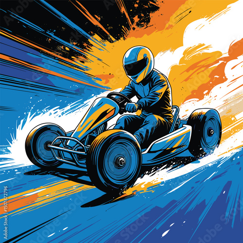 go kart vector art illustration for graphic design